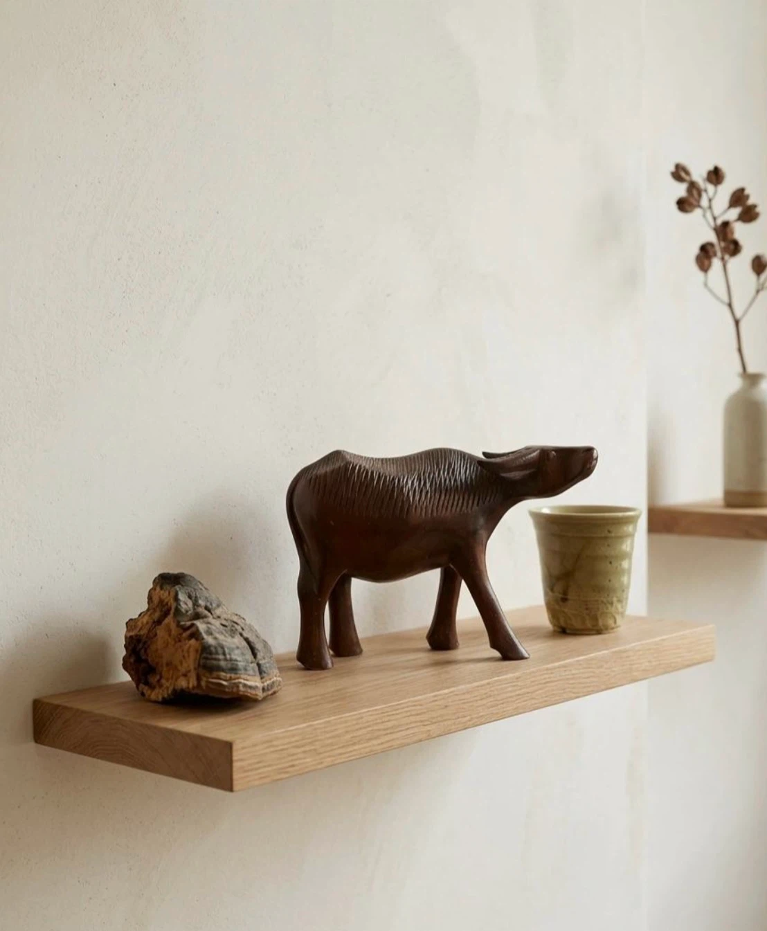 Wooden Water Buffalo Statue