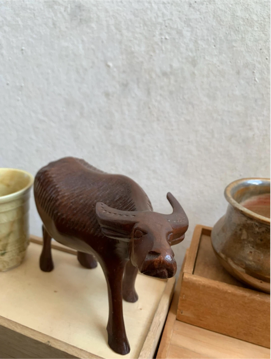 Wooden Water Buffalo Statue - photo 2