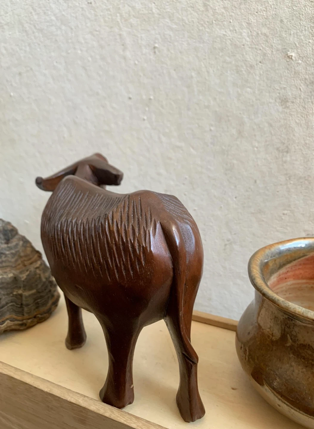 Wooden Water Buffalo Statue - photo 3