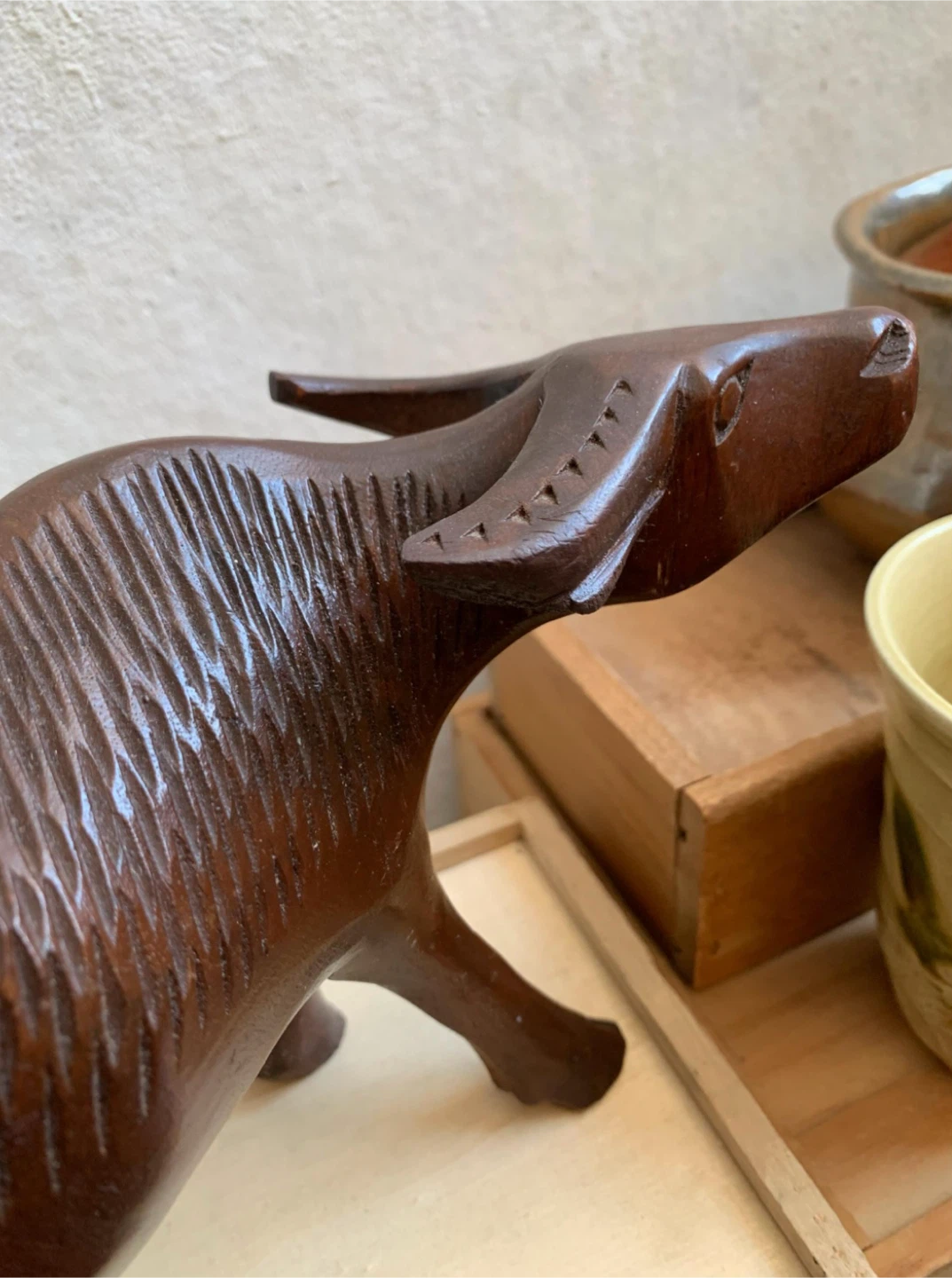 Wooden Water Buffalo Statue - photo 5