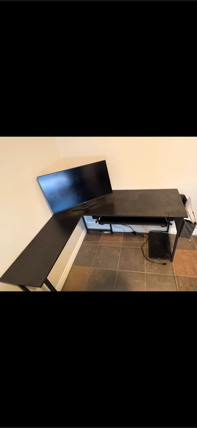 Black L-Shaped Gaming & Office Desk $100