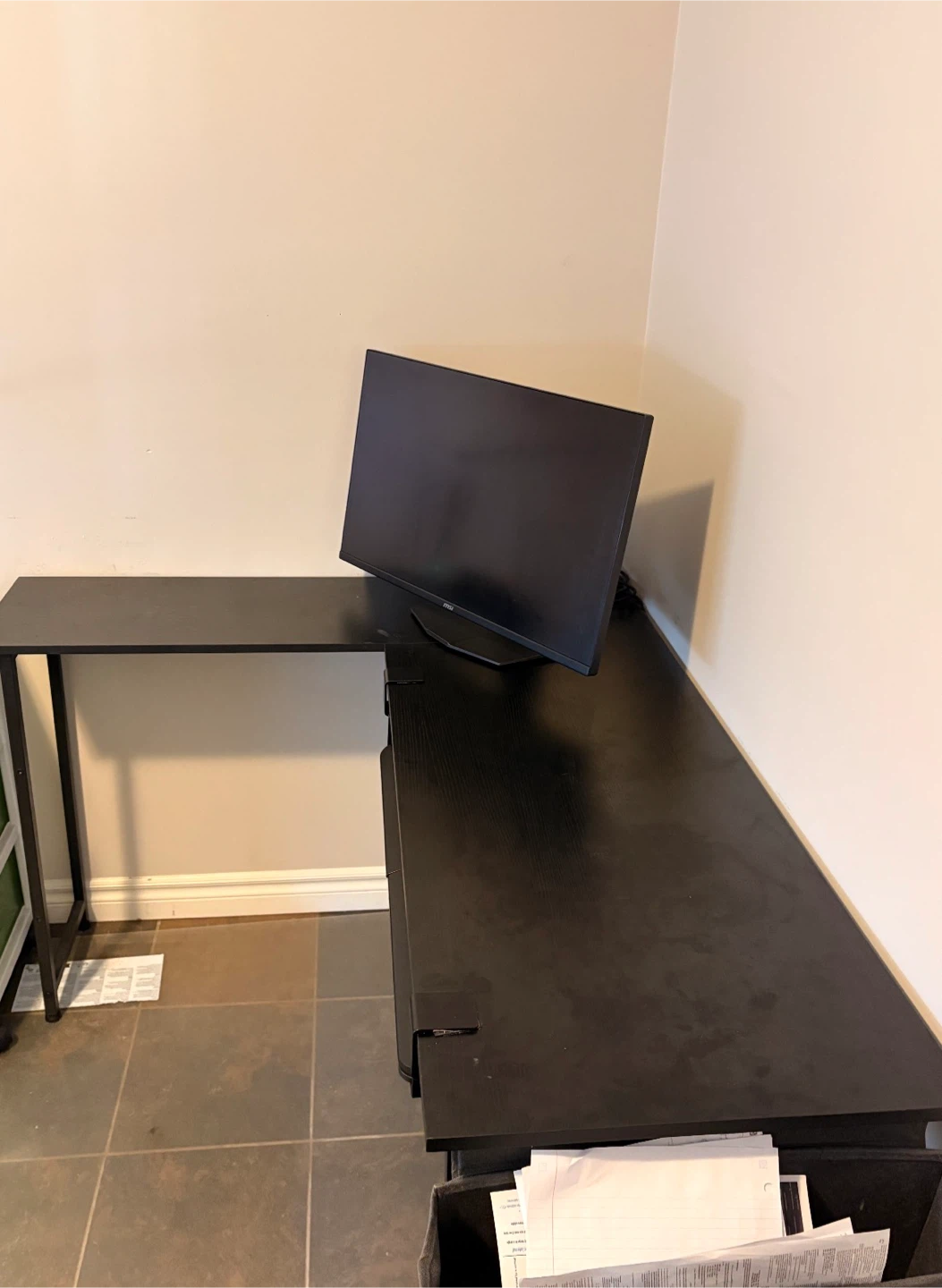 Black L-Shaped Gaming & Office Desk $100 - photo 2
