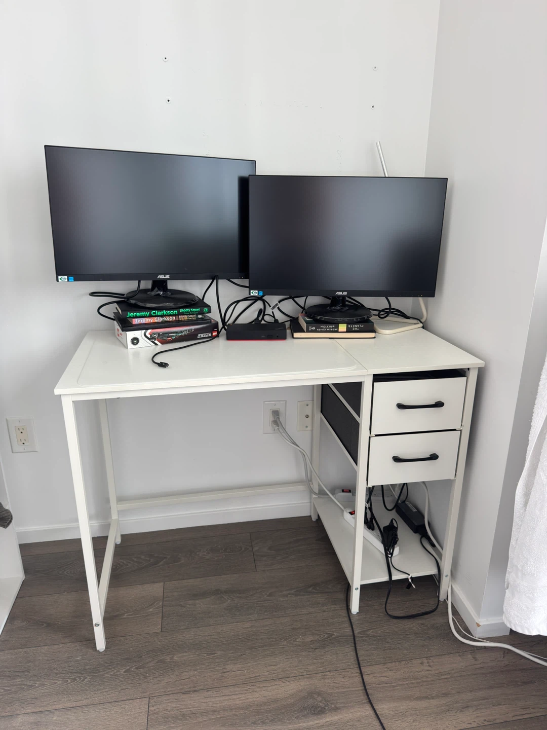 White Computer Desk with Two Drawers