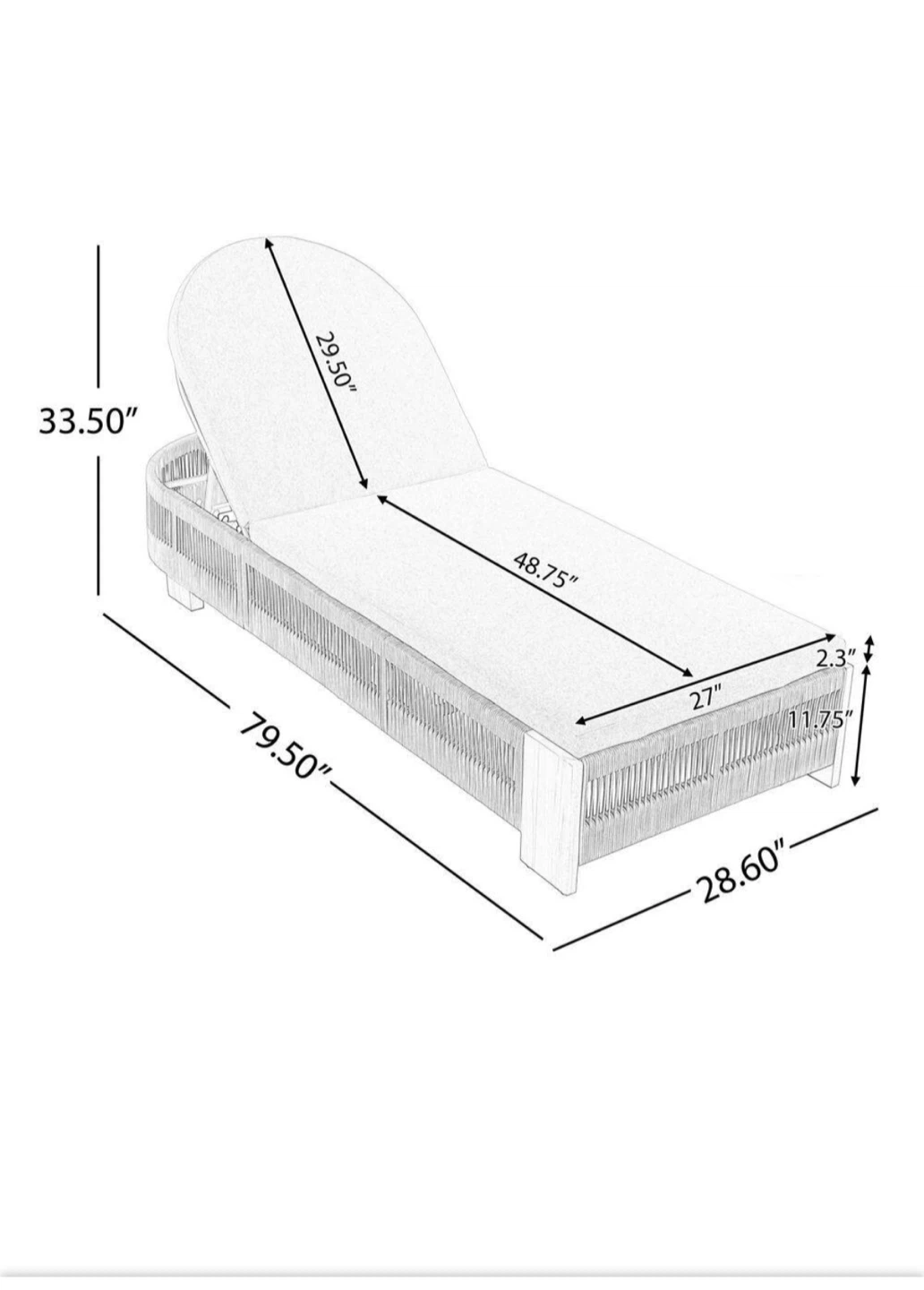 Outdoor Patio Chaise Lounge Chair