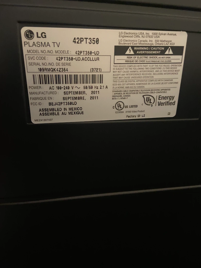 LG 42-inch Plasma TV 42PT350 - photo 4
