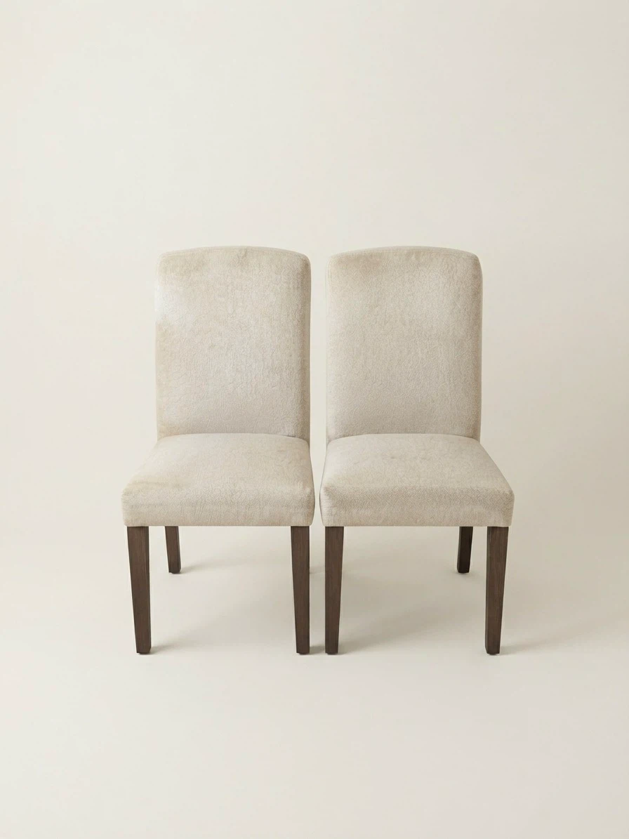 Set of Two Beige Dining Chairs