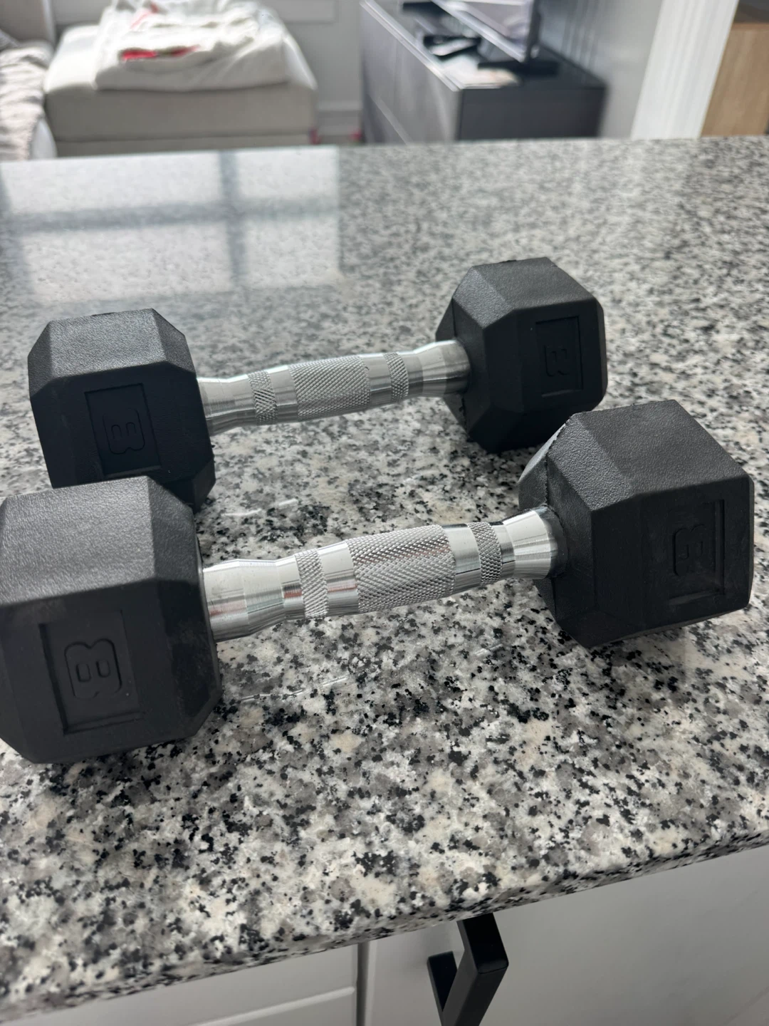 Set of 8 lb Hex Dumbbells