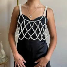 Stradivarius Pearl Beaded Overlay Top - photo 4