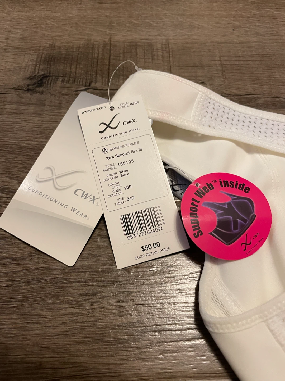 CW-X Xtra Support Bra III White 34D New - photo 5