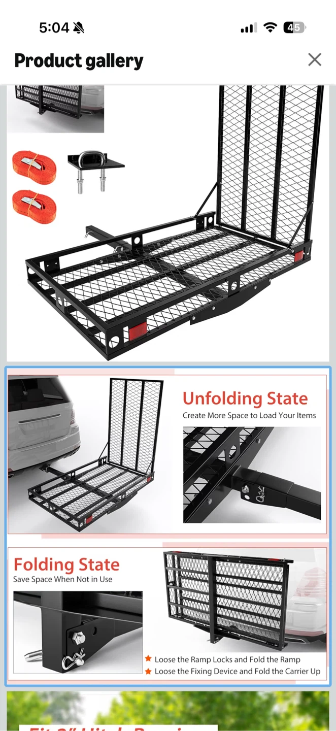Goplus Folding Hitch Cargo Carrier with Ramp - photo 2