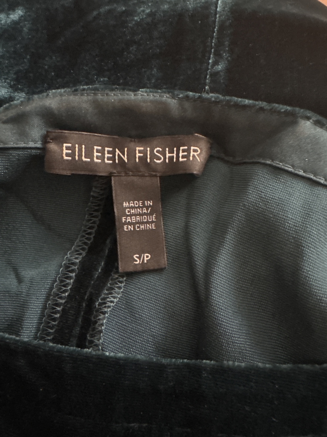 Eileen Fisher dark green velvet dress