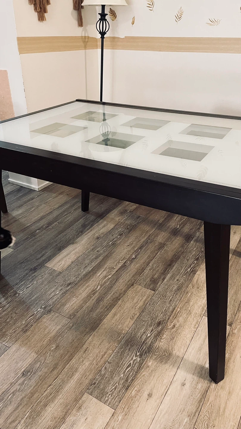 Extendable Black Dining Table with Glass Top