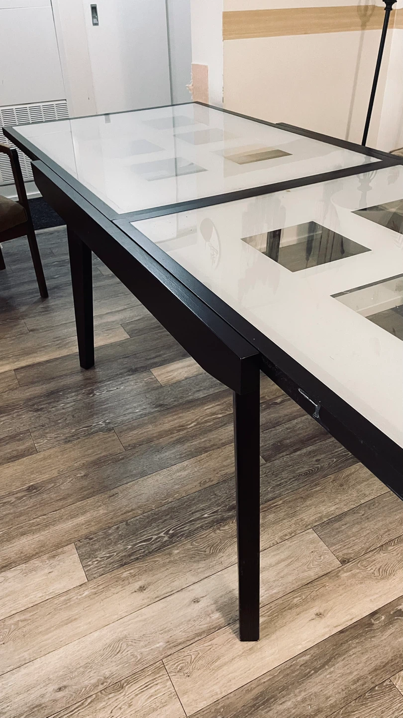 Extendable Black Dining Table with Glass Top - photo 3