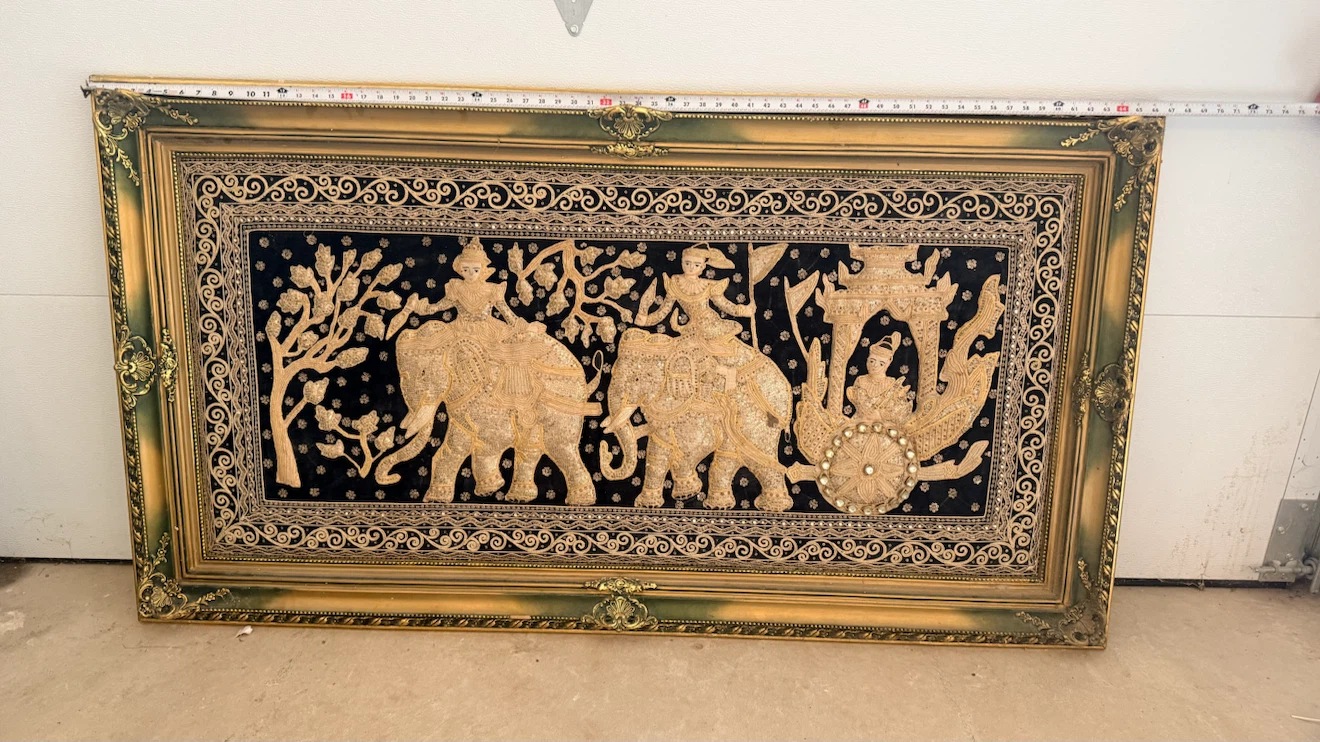 Traditional Thai Elephant Embroidery Kalaga Wall Art - photo 2