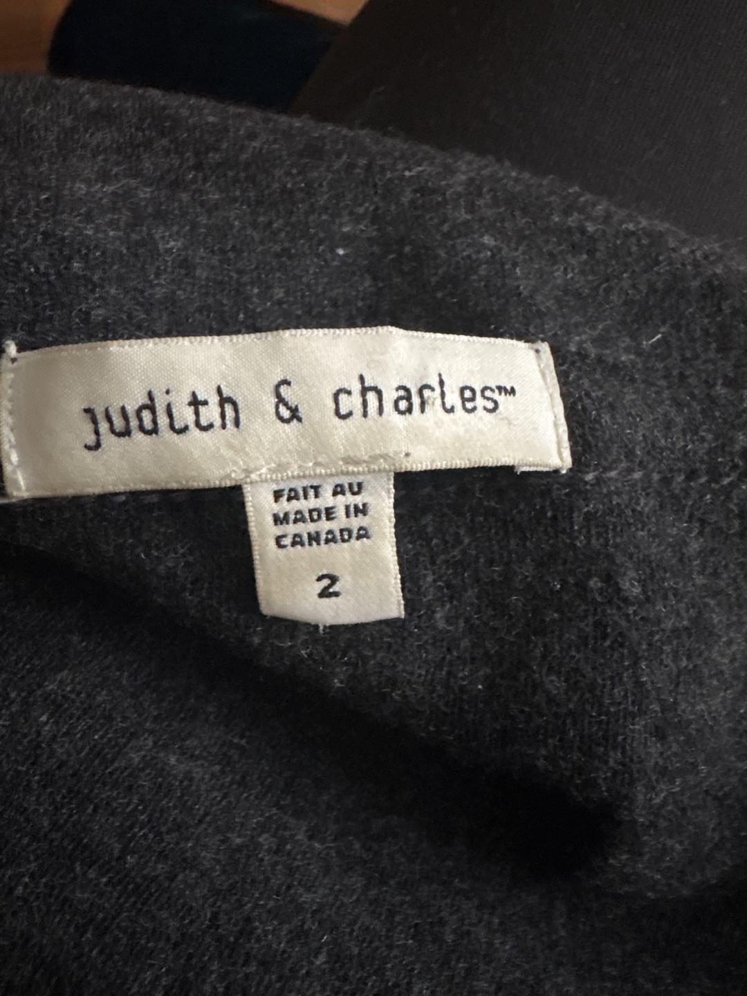 Judith & Charles charcoal grey coat, size 2