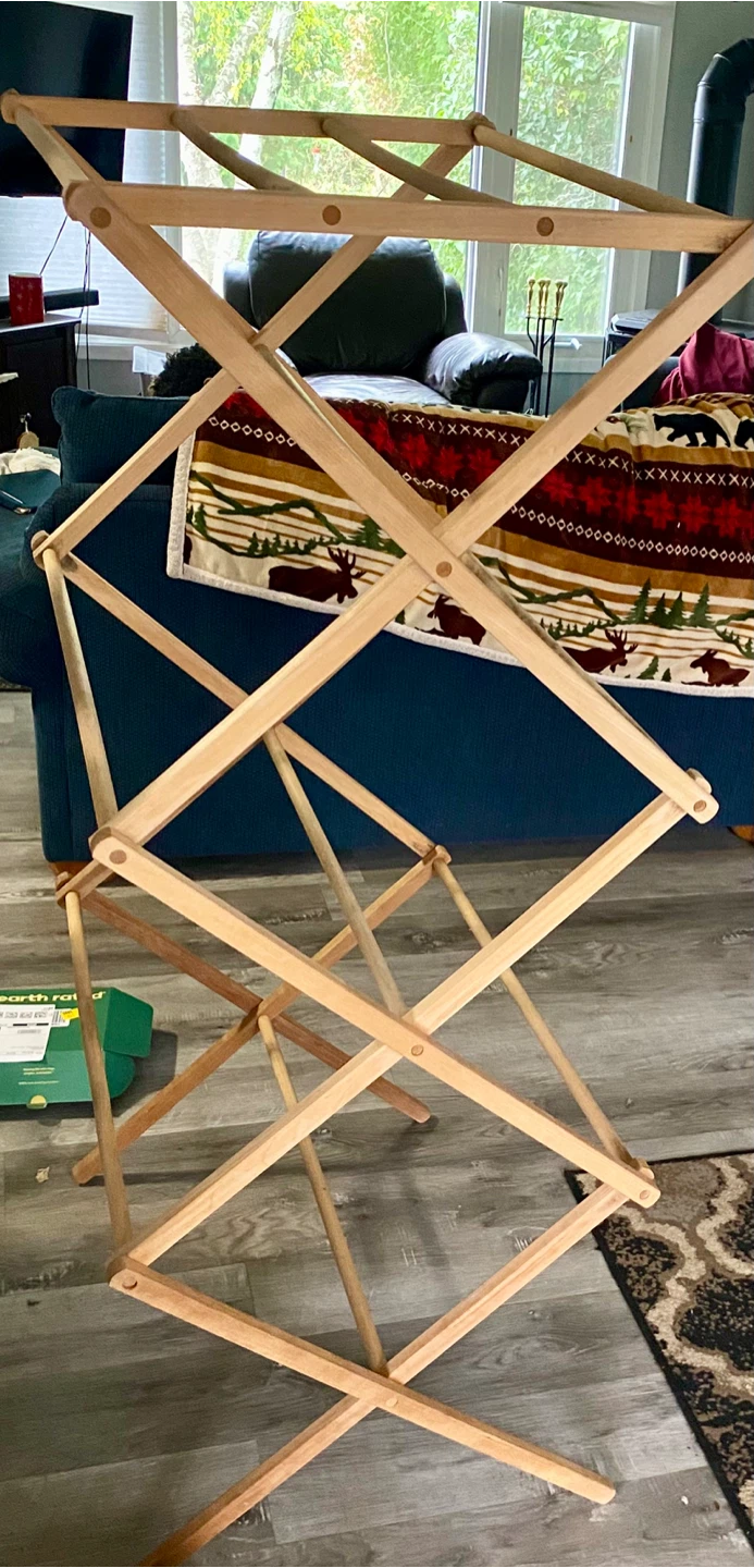 Wooden accordion clothes drying rack - photo 2