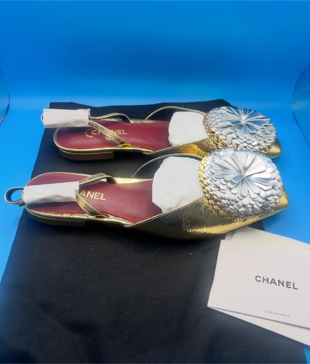 Chanel Gold Slingback Sandals - photo 2