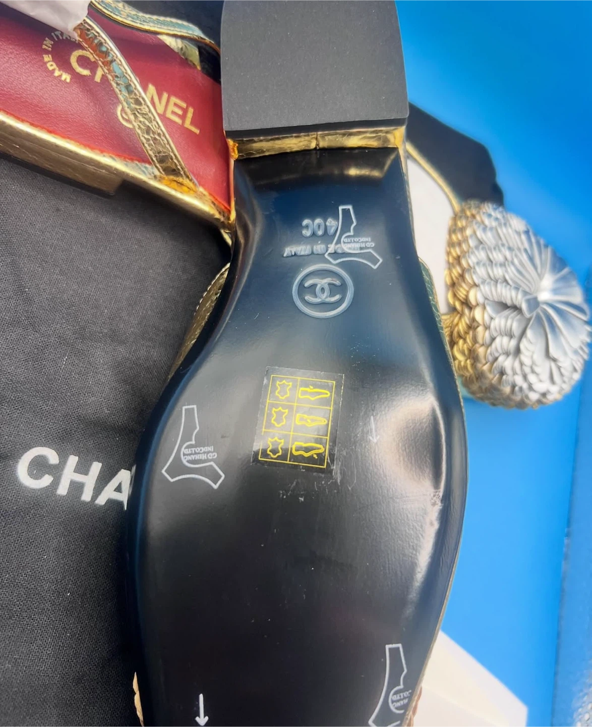 Chanel Gold Slingback Sandals - photo 3