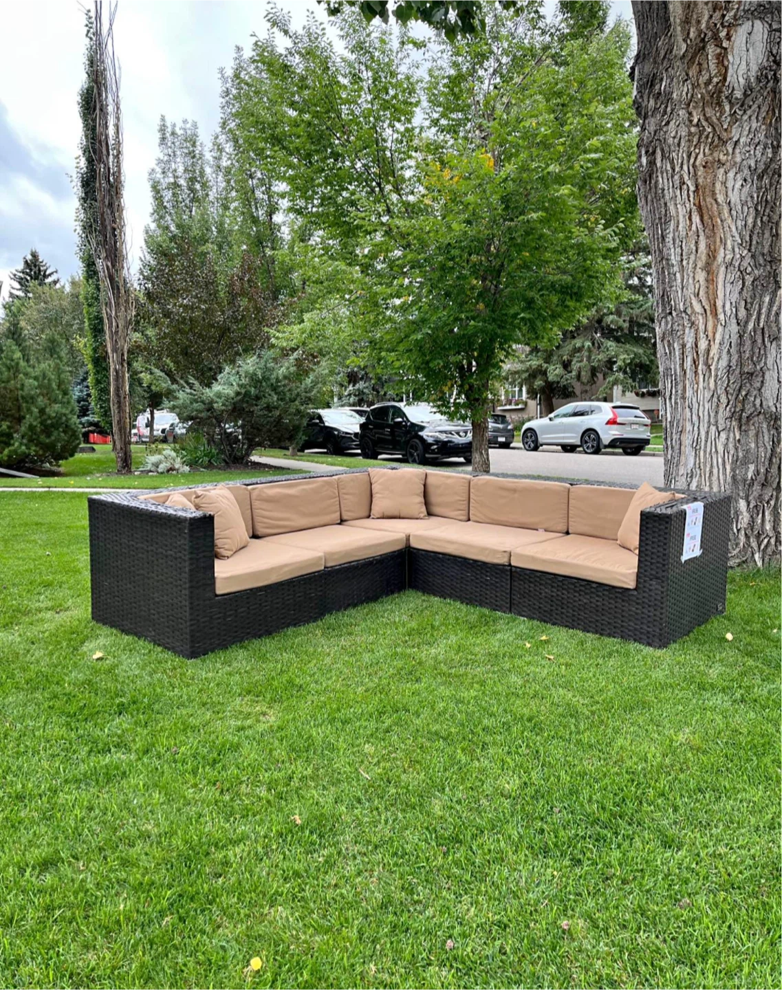 Black Rattan Sectional Patio Sofa