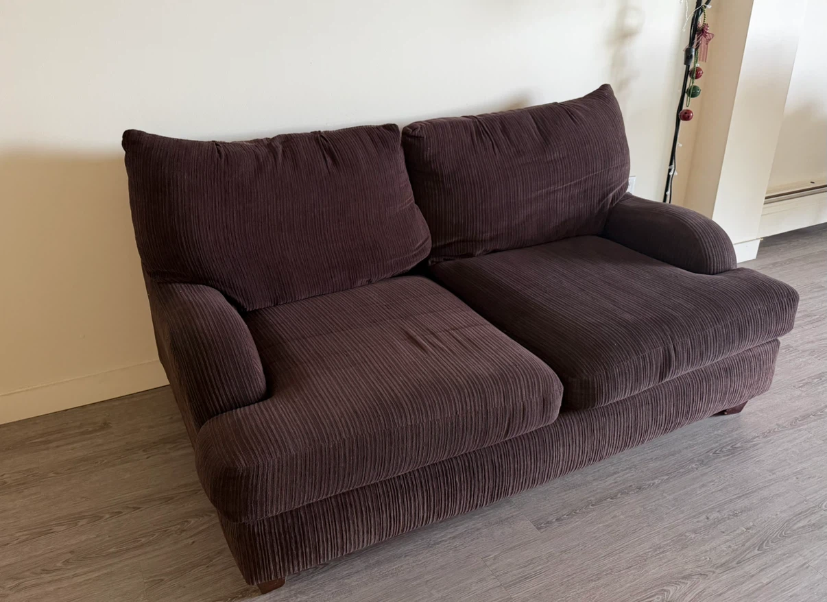 Dark Brown Corduroy Loveseat