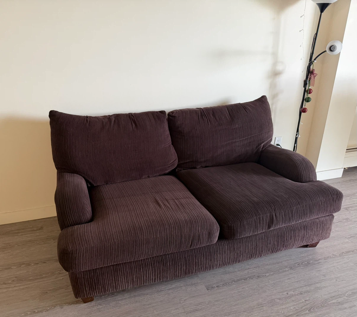 Dark Brown Corduroy Loveseat - photo 2