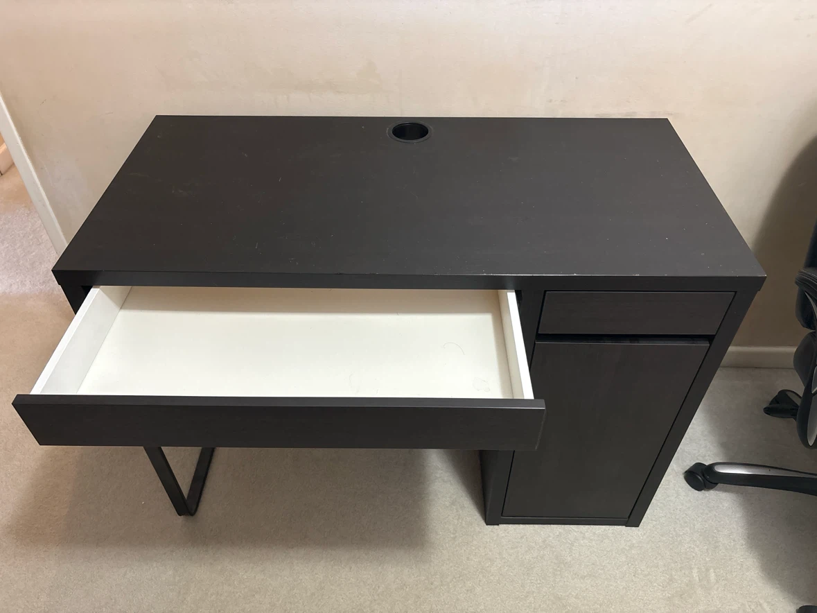Black Desk with Drawer and Cabinet - photo 2