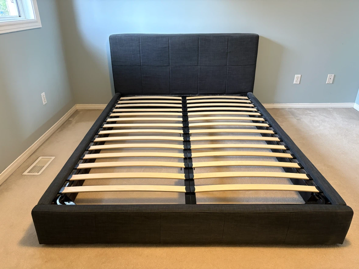 Dark Grey Upholstered Queen Bed Frame