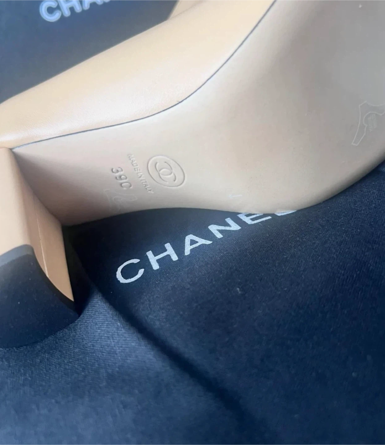 Chanel Beige and Black Block Heel Pumps - photo 5