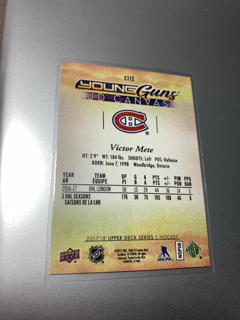 2017-18 Upper Deck Young Guns UD Canvas Victor Mete - photo 2