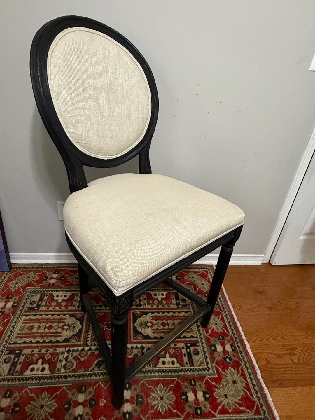 Restoration Hardware Louis XVI style upholstered counter stools