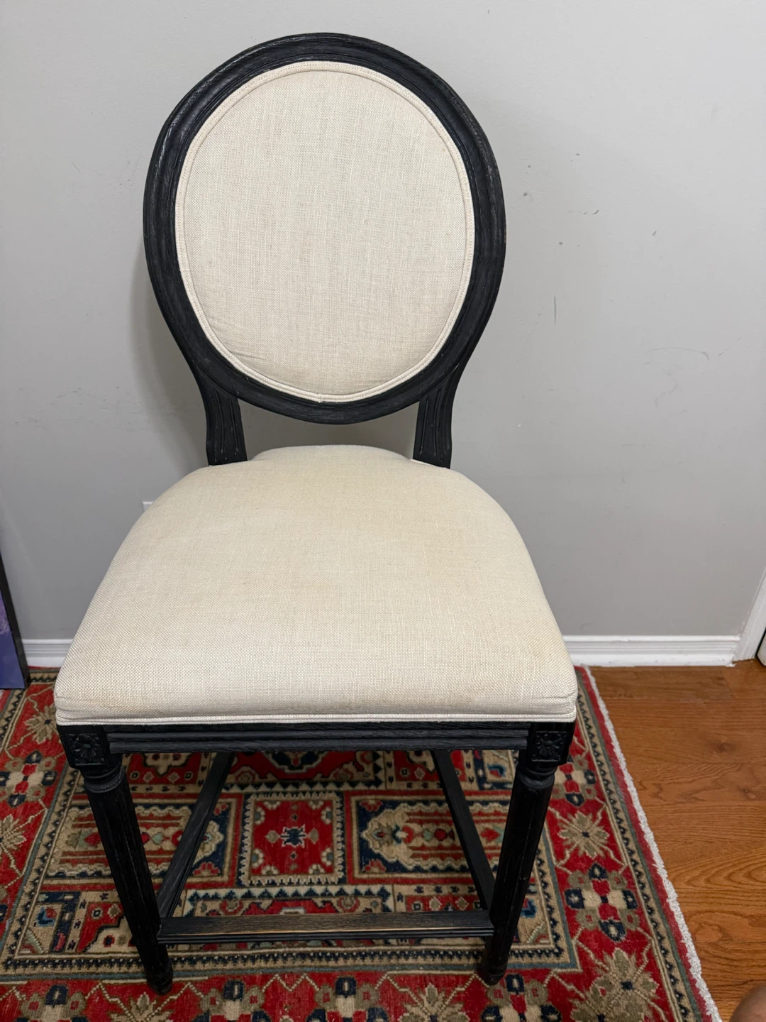 Restoration Hardware Louis XVI style upholstered counter stools - photo 2