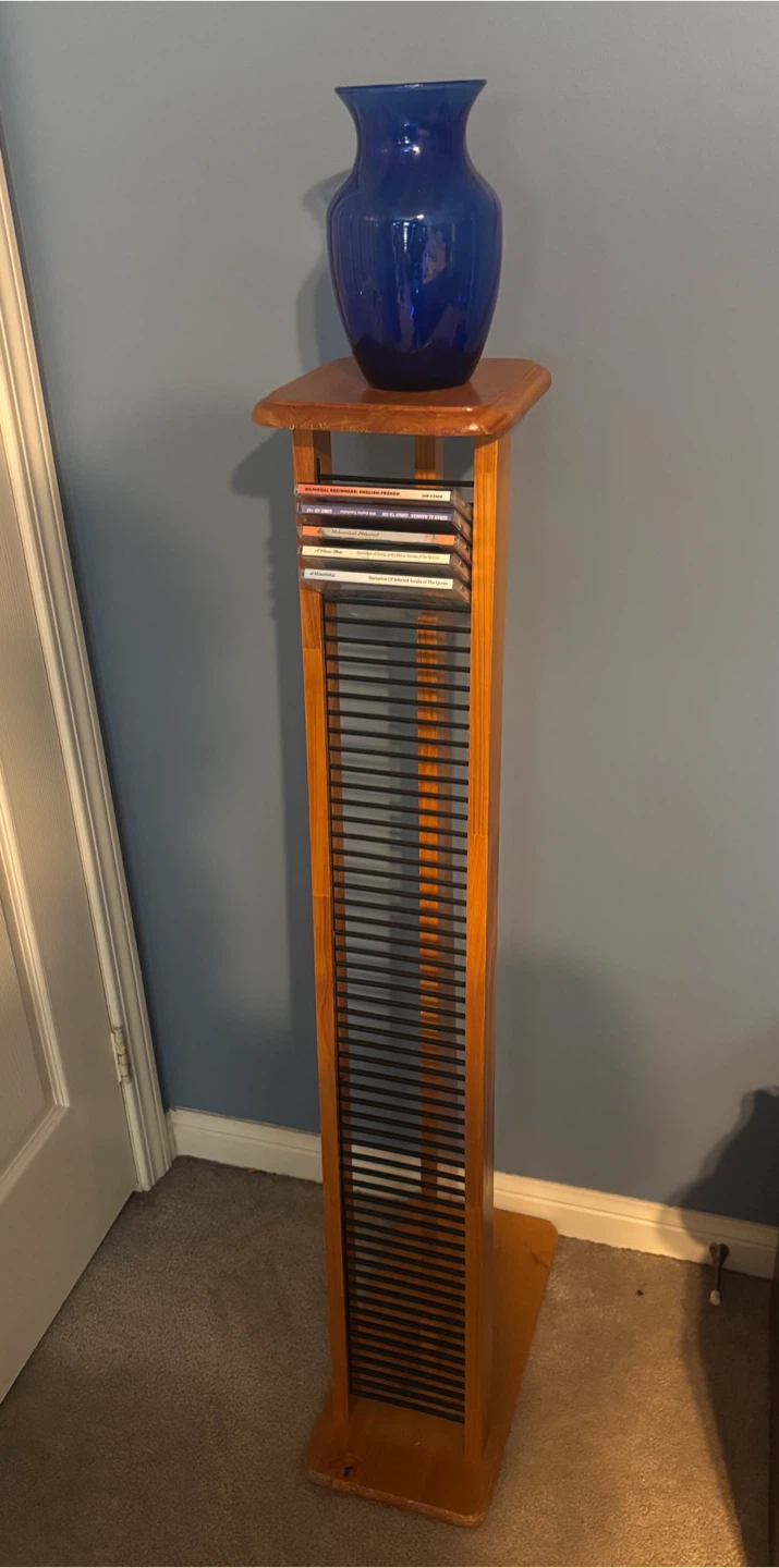 Vintage Freestanding Wooden CD Tower Stand