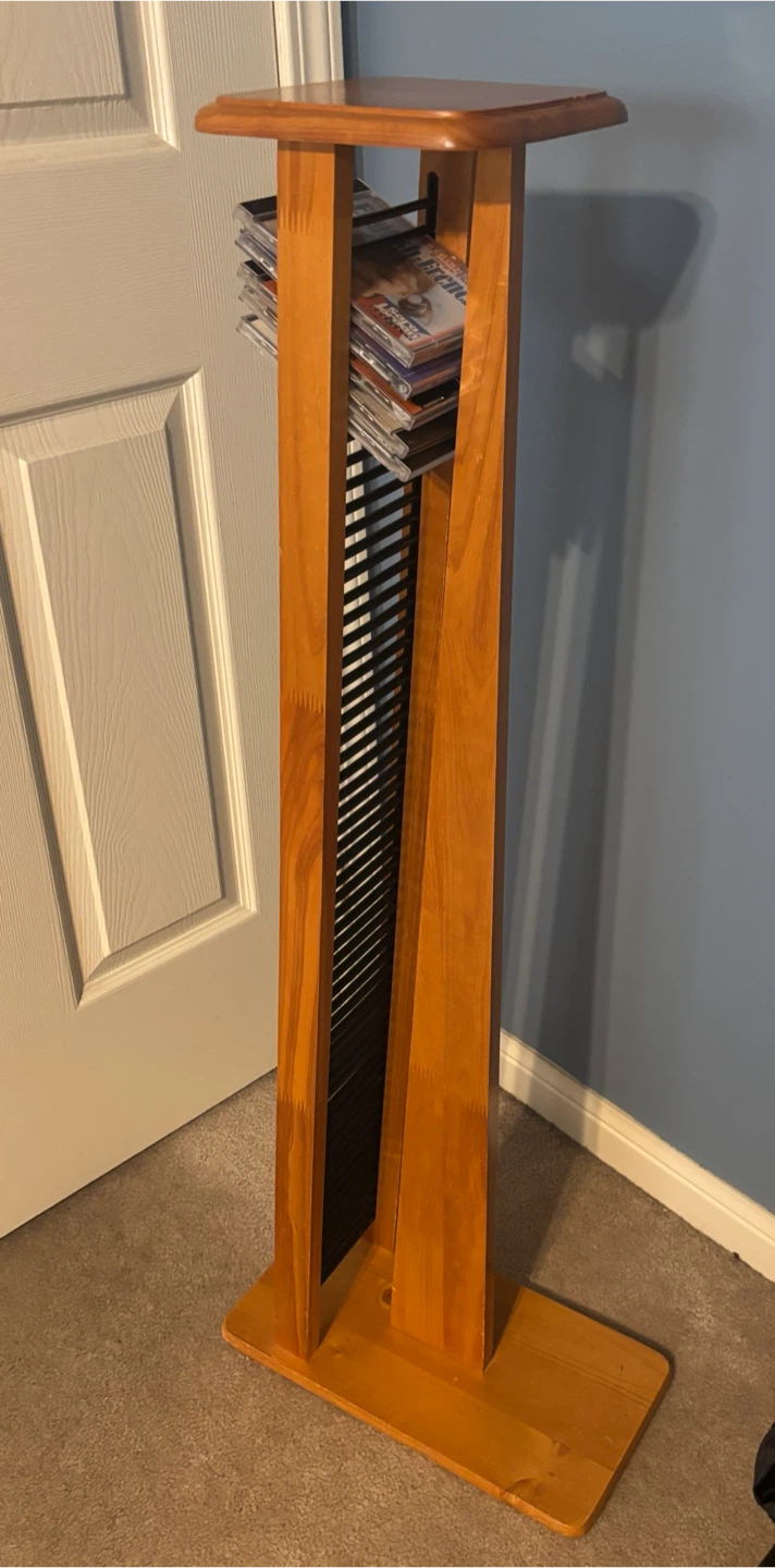 Vintage Freestanding Wooden CD Tower Stand - photo 2