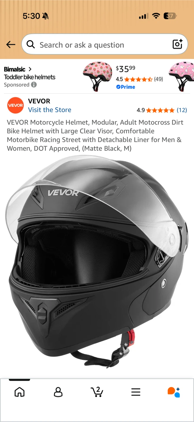 VEVOR Modular Motorcycle Helmet Matte Black large