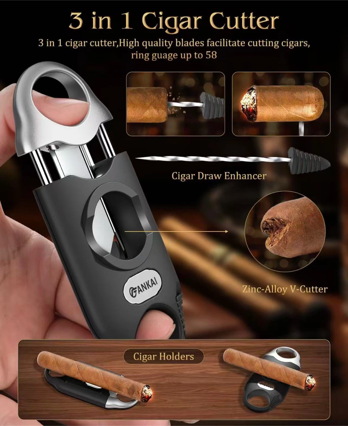 Cigar Humidor Case and 3-in-1 Cutter Set - photo 4