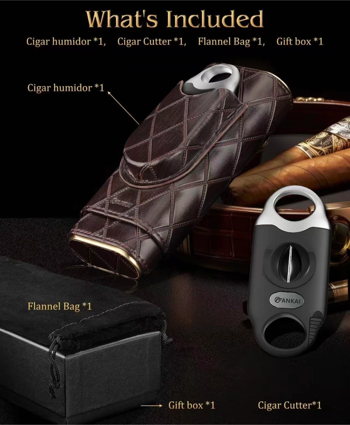 Cigar Humidor Case and 3-in-1 Cutter Set - photo 5