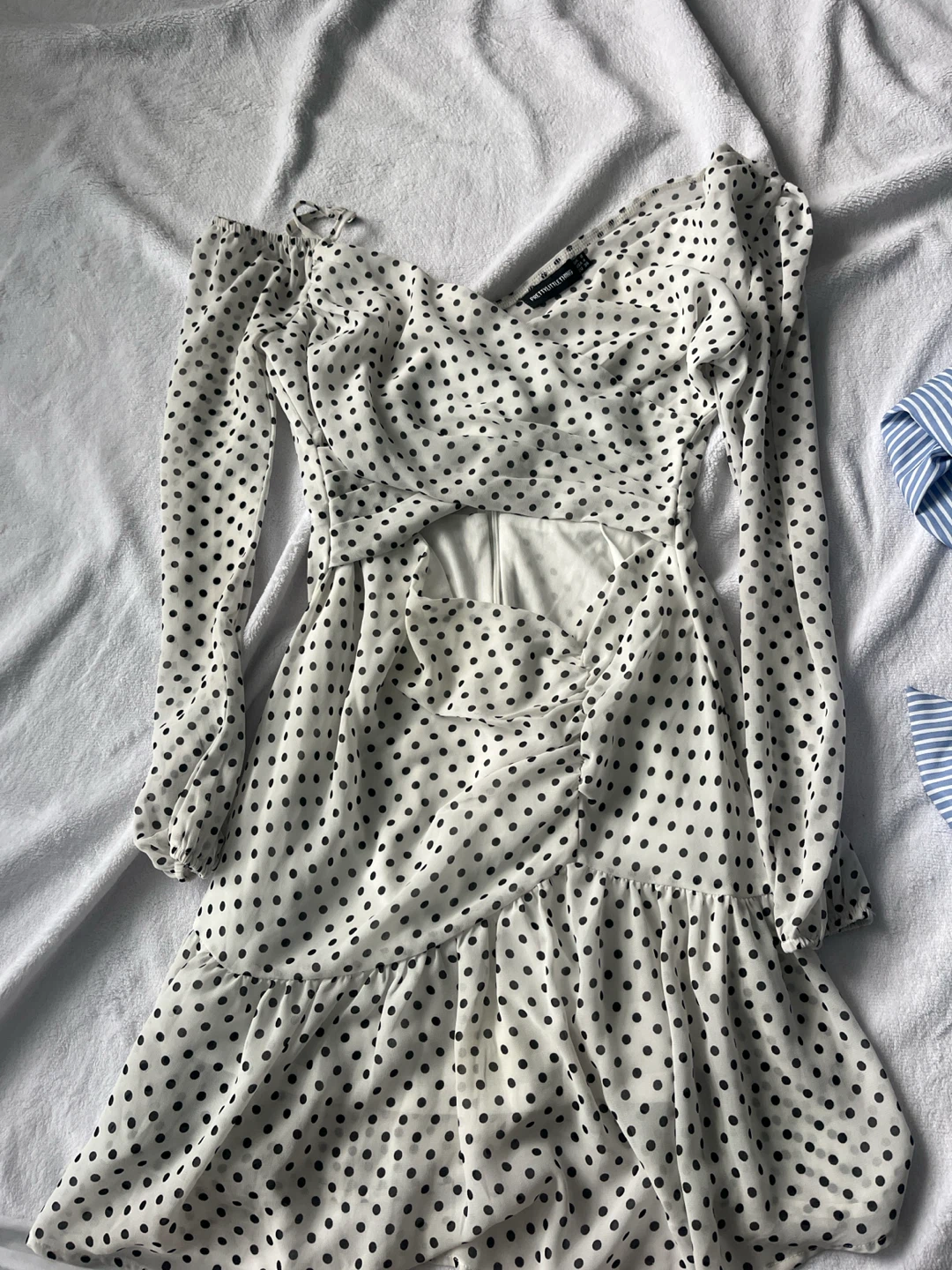 PrettyLittleThing Polka Dot Long Sleeve Dress