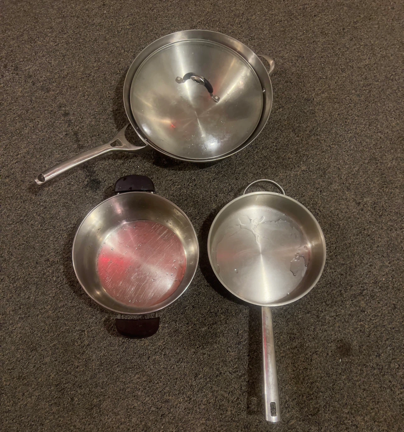 Set of 3 Stainless Steel Pans