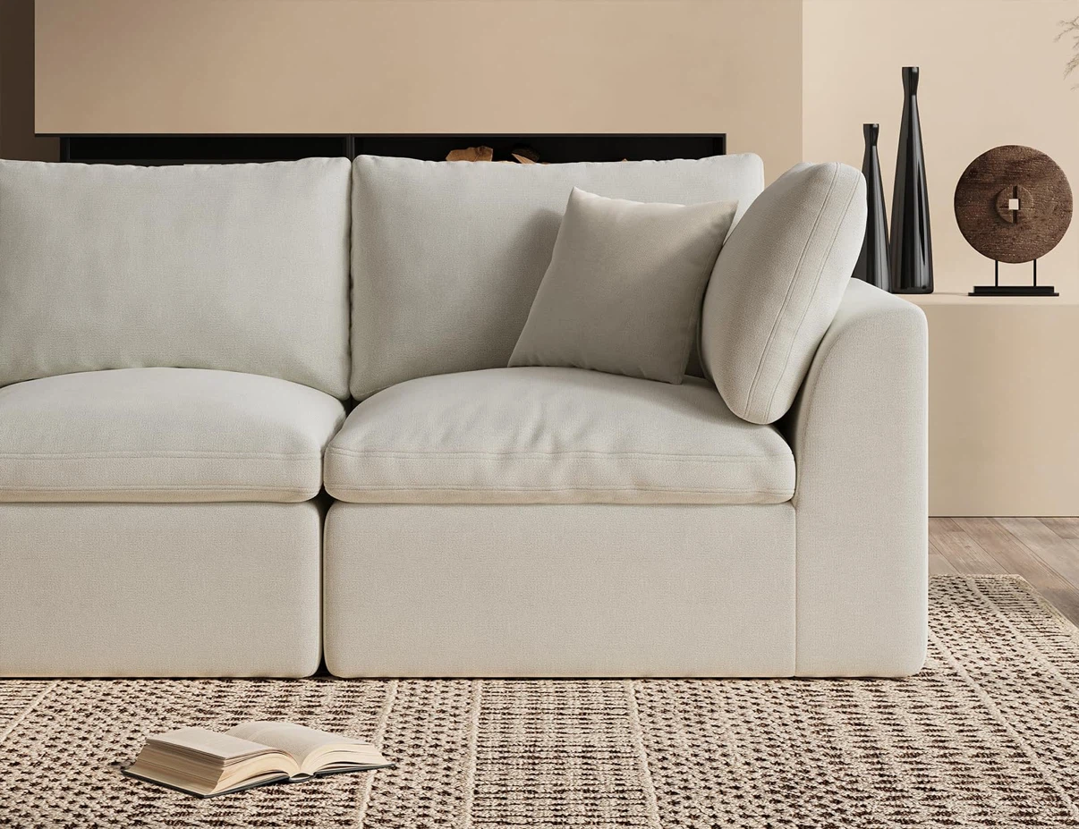 Convertible L-Shape Couch with Ottoman, 3 Seater - photo 2