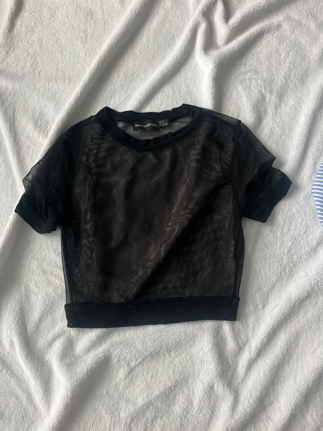 PrettyLittleThing Black Mesh Top