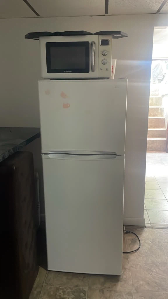 Costway Microwave and White Compact Refrigerator - photo 2