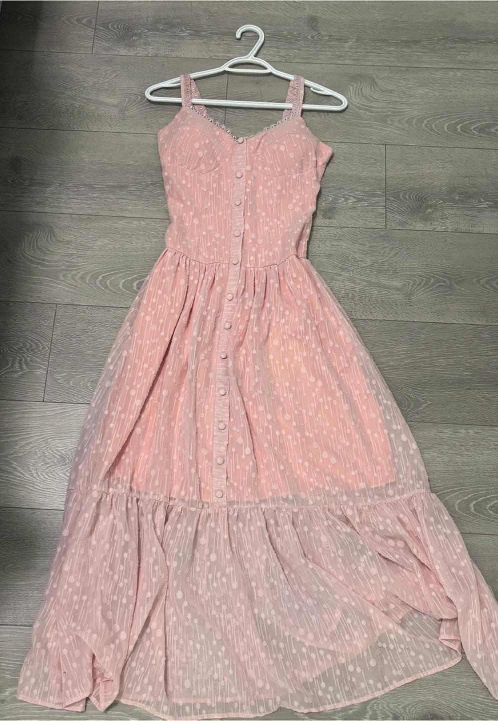 Pink Swiss Dot Maxi Dress
