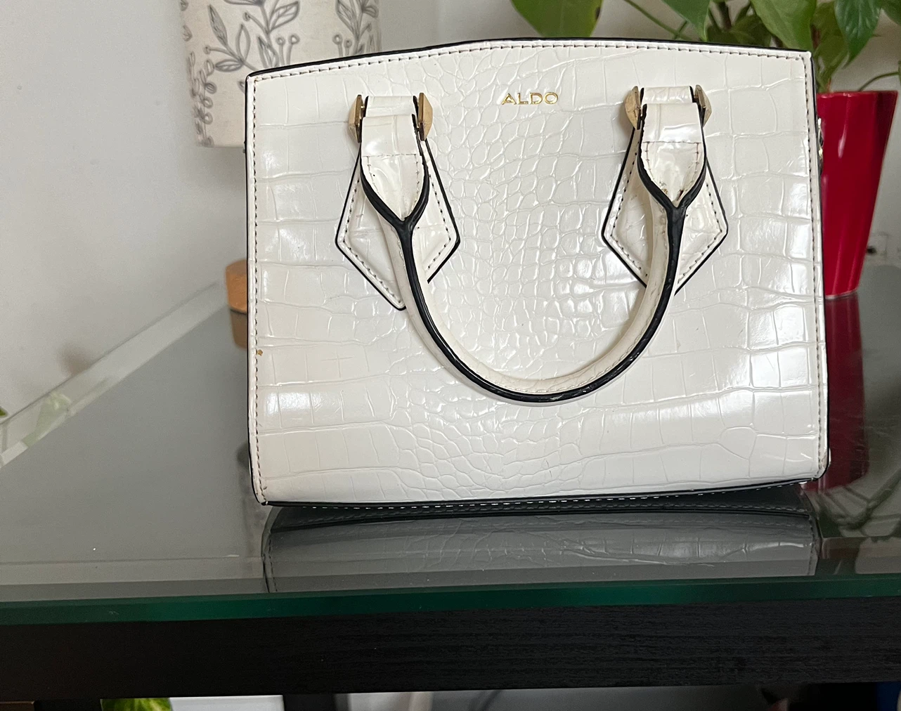 ALDO White Crocodile-Effect Handbag