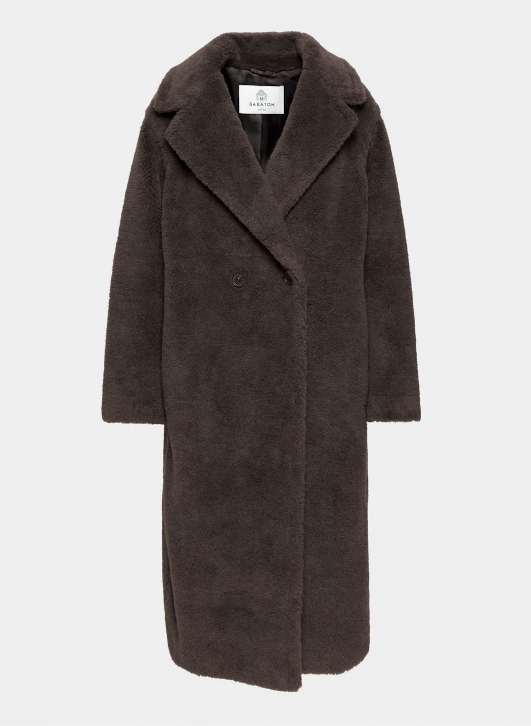 Aritzia Babaton fuzzy teddy coat in a rich dark brown