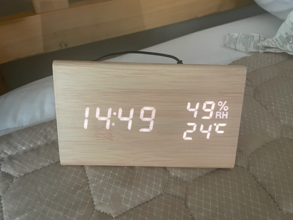 Wood-Grain Triangular LED Alarm Clock