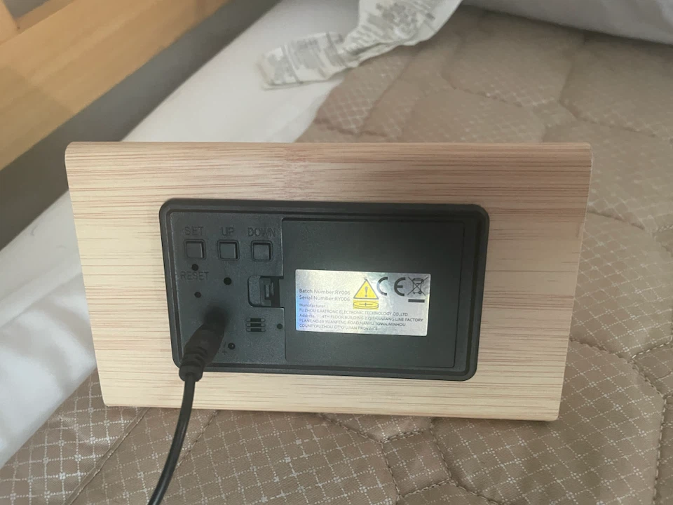 Wood-Grain Triangular LED Alarm Clock - photo 2
