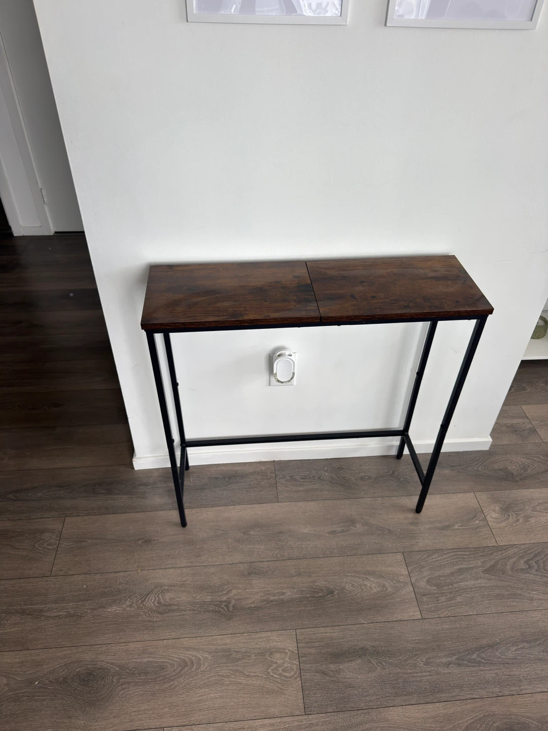 Rustic dark wood narrow Console Table