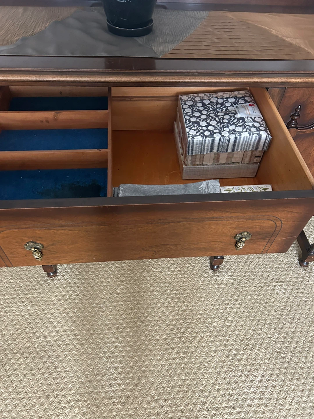 Vintage Walnut Wood Buffet Sideboard - photo 5