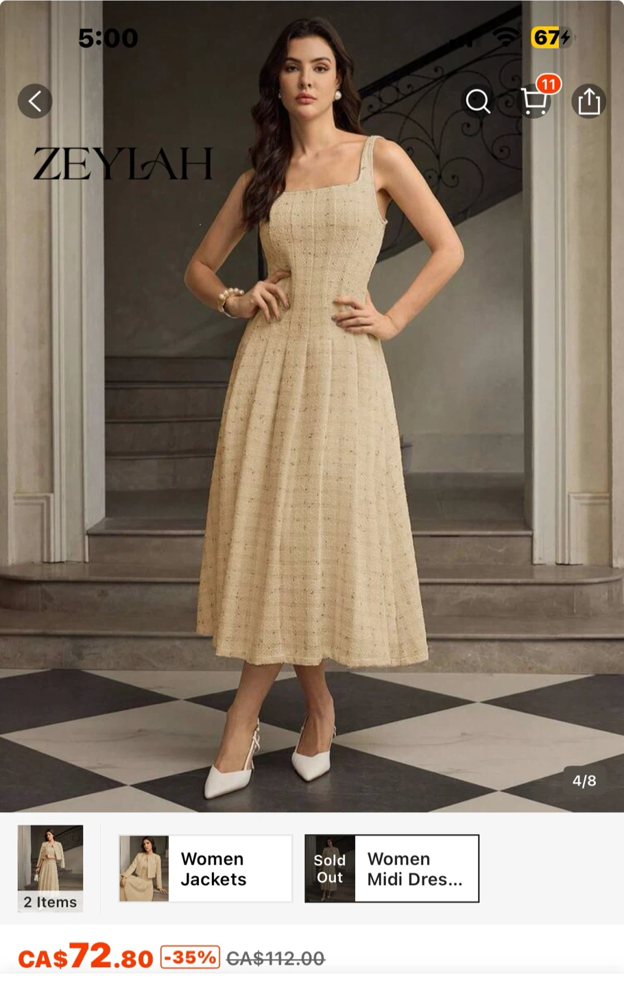 Zeylah Tweed Midi Dress