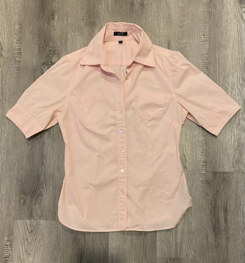 Vintage Jacob Pale Pink Short Sleeve Button-Up Shirt Size XS
